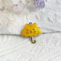 DIY yellow umbrella cat pendant with gold alloy finish for handmade jewelry charms - Yellow