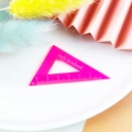 Neon rose pink translucent acrylic triangle ruler pendant with back to school engraving - Triangle Ruler / Rose Red