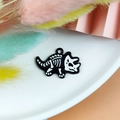 Triceratops skeleton dinosaur enamel pendant in black and white alloy finish - Crawling Dinosaur