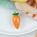 Cute resin carrot charm with bright orange finish and silver loop for DIY jewelry making - Carrot