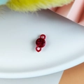 Red enamel alloy pendant with central faceted red gemstone and double connecting loops - Connector