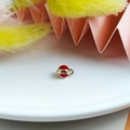 Golden round bead pendant with red enamel for DIY jewelry making and accessories - Small Ball
