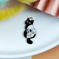 Halloween punk style black cat skeleton pendant with a gold ring for DIY jewelry making - Black Cat Skull Silhouette Style