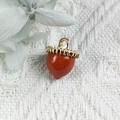 DIY jewelry charm with golden acorn cap and vibrant red glossy nut pendant - Red Acorn Style (1)