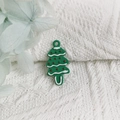 DIY green Christmas tree alloy pendant with red ornaments and white snow details - Christmas Tree