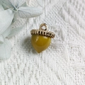 DIY acorn pendant in golden alloy and bright yellow enamel for jewelry making - Yellow Acorn Style (2)