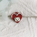 Red heart pendant with cute white bear detail for DIY jewelry making and keychains - Bear with Heart