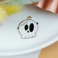 Halloween schedel bedeltje van goudlegering en emaille en emaille voor DIY sieraden - Witte Schedel (3)