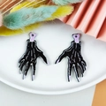Ciondoli mani di fantasma in acrilico nero con accenti viola per orecchini Halloween - Mano di Fantasma a Doppia Faccia