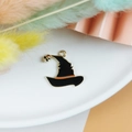 Halloween toenaarshoed hanger met oranje rand en gouden schedel voor doe-het-zelf sieraden - Zwarte Tovenaarshoed (7)