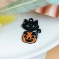 Halloween bedel met zwarte kat en oranje pompoen emaille voor DIY sieraden maken - Kat & Pompoen (16)