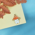 Cute red mushroom pendant with polka dots and facial expressions for DIY jewelry - Orange Mushroom