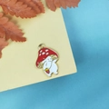 Cute mushroom pendant with red strawberry bag and golden hook for DIY jewelry making - Red Strawberry Bag Mushroom