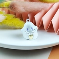 Süßer weißer Geisteranhänger mit Perlen und goldenem Herz für DIY Halloween Schmuck - Weißes Gespenst mit künstlicher Perlenkette (7)