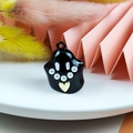 Schwarzer Geist DIY Anhänger mit goldenem Herz und Perlen für Halloween Schmuckstücke - Schwarzes Gespenst mit künstlicher Perlenkette (8)