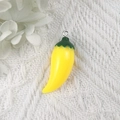 Cute yellow resin chili pepper pendant with green stem and silver ring for DIY jewelry making - Yellow