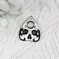 Gothic planchette alloy pendant with black and white enamel and mystical moon engravings - Skeleton Planchette Style (YZ1494-1) / White Gold