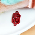 Red matte hollow Lucky pendant connector for DIY necklaces and earrings jewelry - Auspicious / Red