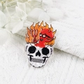 DIY Acrylic cartoon skull pendant with red devil and trident for hip-hop style jewelry - Flame Skull