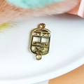 Gold Chinese Xi double happiness connector pendant for DIY jewelry making - Safety and Peace / Gold