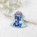 Funny UFO acrylic pendant in purple and green with Take Me Away slogan for DIY - UFO TakeMeAway (Style 2)