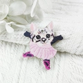Detailed close-up of a wooden cat pendant wearing a pink ballet tutu for DIY crafts - Cat In Pink Ballet Dress Style