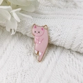 Pendentif chat en émail rose et blanc avec bords dorés pour la création de bijoux DIY - Style Rose (1)