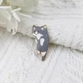 Pendentif chat mignon gris et blanc en alliage doré pour création de bijoux DIY - Style Gris et Blanc (3)
