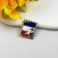 Stamp-shaped French flag enamel charm with airplane motif for DIY jewelry making - Airplane Stamp Shape (5007939385596)