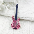 Wooden electric guitar pendant with red sunburst design and 'NOTHING' text print - Blue And Red Striped Style (NOTHING)