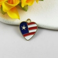 Heart-shaped US flag pendant with gold metal edges and white star for DIY jewelry - Single Star Heart Shape (5007939385601)