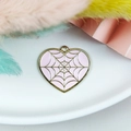 Pink heart-shaped spider web charm in golden alloy for DIY Halloween jewelry - Pink
