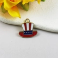 Patriotic Uncle Sam hat pendant charm with red white blue enamel stars for DIY jewelry - Uncle Sam Hat Shape (5007939385603)