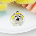 Cat charm pendant with gray kitten on yellow background for DIY jewelry making - Grey Cat Licking Tongue Style (4)