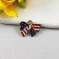 Bow-shaped metal pendant with American flag stripes and blue star for DIY jewelry - Bowknot Shape (5007939385605)