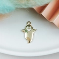 Golden Halloween ghost charm with white enamel detail for DIY jewelry making - Gold Ghost with White Eyes (5245276602929)