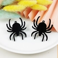 Pair of glossy black acrylic spider pendants for Halloween DIY earring jewelry making - Spider