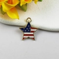 Star-shaped alloy charm with American flag enamel pattern and gold-tone finish - Pentagram Shape (5007939385608)