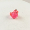 Ciondolo a forma di anatra in resina glitterata rosa con anello in metallo argento - Rosa Rosso