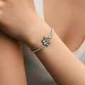 Elegant silver zircon flower bracelet for women with minimalist baguette stone design - Baguette Petal Style (KB0541) / 18K Gold