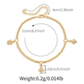 Detail der vergoldeten Fußkette mit Schildkröten- und Sternanhängern und Maßangaben - Vierblättriges Kleeblatt Meeresschildkröte Anhänger Stil (KA0261) / 18K-Gold