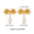 Elegante 18K vergoldete Schleifenohrringe mit Tropfenperlen und Größenangaben - Schleife Tropfenperle (KE1520)