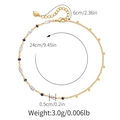 Tobillera bohemia con cuentas azules que muestra medidas detalladas de la cadena de 24cm - Estilo de Diseño de Tubo Largo de Cuenta Azul (KA0185) / Chapado en oro 18K