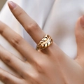 Μινιμαλιστικό δαχτυλίδι με φύλλα σε χρυσό 18Κ και κομψό διάτρητο σχέδιο φοίνικα - Στυλ Τρύπιου Φύλλου Μονστέρα (KR0162)