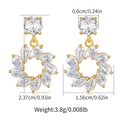 Macro shot of 18K gold plated flower earrings showing dimensions 2.37cm by 1.56cm - Round Flower Wreath Shape Earrings (KE1521) / 18K Gold