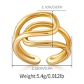 Detailansicht des goldenen unregelmäßigen Wellenrings mit Größen und Gewichtsangaben - Unregelmäßiger Mehrlagiger Wickel Stil (KR0114)