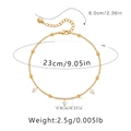 Tobillera bohemia dorada con perlas blancas y medidas detalladas de las dimensiones - Estilo Tres Perlas Cuenta Dorada (KA0198) / Chapado en oro 18K