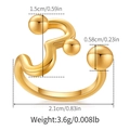 Detailansicht der unregelmäßigen Gold-Ohrklemme mit drei Kugeln und Maßangaben in cm - Spiralkugel Design Stil (KR0103)