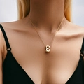 Minimalist gold-plated bubble letter B pendant necklace with a polished finish for women - Letter B Style (KN0464-B)