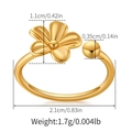 Detailansicht des goldenen Blumenrings mit genauen Abmessungen für Breite und Blütenhöhe - Blumenperlen Design Stil (KR0104)